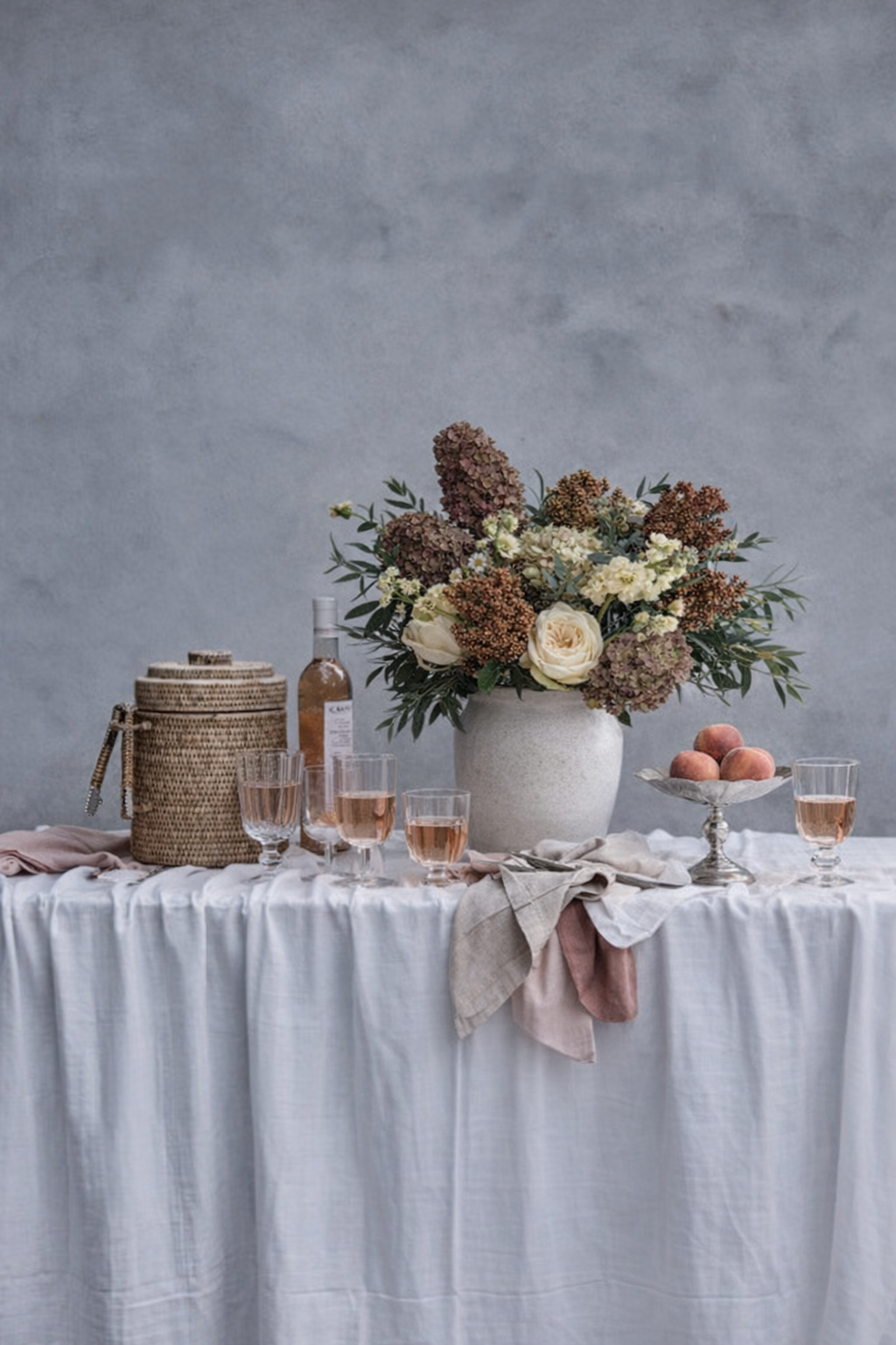 Rattan Ice Bucket with Tongs